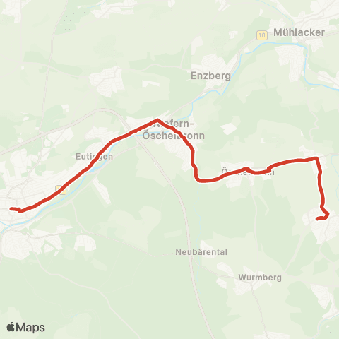 Verkehrsverbund Pforzheim-Enzkreis Wiernsheim - Pinache - Öschelbronn - Niefern - Pforzheim map