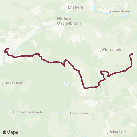 Verkehrsverbund Pforzheim-Enzkreis Weissach / Iptingen - Mönsheim - Wimsheim - Wurmberg - Pforzheim map