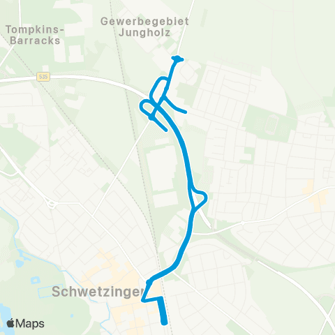SWEG Schwetzingen - Plankstadt / Gewerbegebiet und zurück map