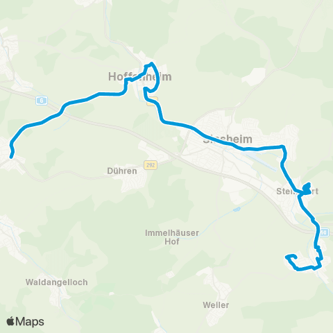 SWEG Reihen - Rohrbach - Sinsheim - Hoffenheim - Balzfeld - Eschelbach map