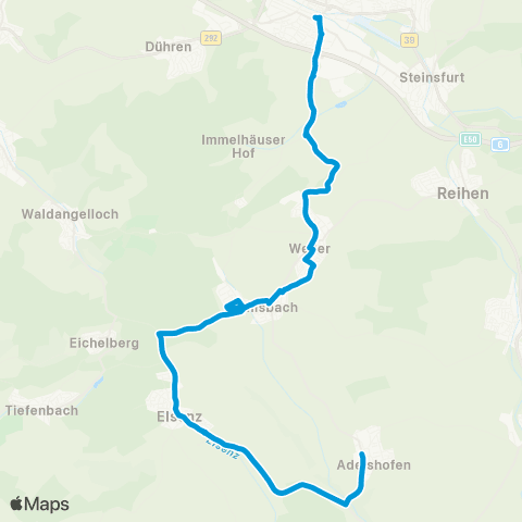 SWEG Sinsheim Hbf - Weiler - Hilsbach - (Elsenz) map