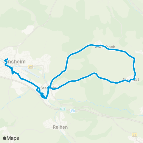 SWEG Sinsheim - Steinsfurt - Adersbach - Hasselbach - Ehrstädt und zurück map