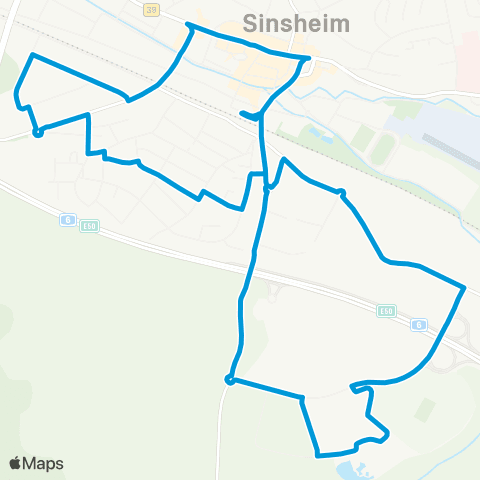 SWEG Sinsheim Hbf - Südstadt - Gewerbegebiet Süd - Sinsheim Hbf map
