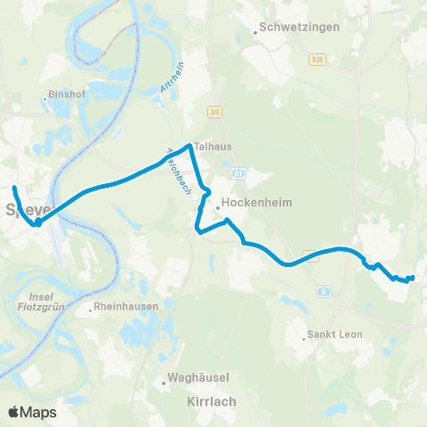 SWEG Regiobus Walldorf - Hockenheim - Speyer map