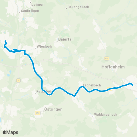 SWEG Regiobus Sinsheim - Wiesloch - Walldorf map