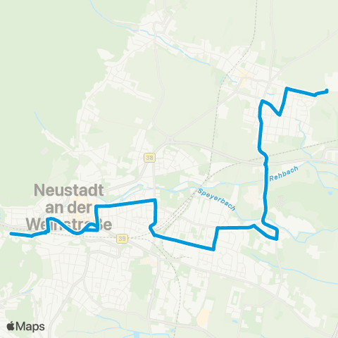 Verkehrsverbund Rhein-Neckar Neustadt Hbf - Nachtweide - Mußbach Weincampus map