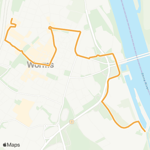 Verkehrsverbund Rhein-Neckar Worms Hbf / ZOB - Rheinufer - Am Salzstein map