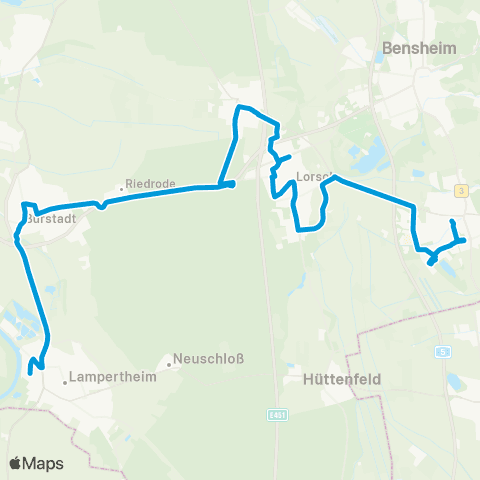 Verkehrsverbund Rhein-Neckar Heppenheim - Lorsch - Einhausen - Bürstadt map