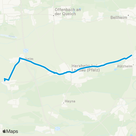 Verkehrsverbund Rhein-Neckar Rülzheim - Herxheimweyher - Herxheim - Rohrbach map