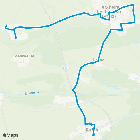 Verkehrsverbund Rhein-Neckar Rohrbach - Herxheim - Hayna - Kandel map