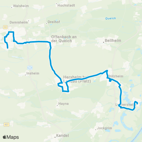 Verkehrsverbund Rhein-Neckar Neupotz - Leimersheim - Kuhardt - Rülzheim - Herxheim - Offenbach - Landau map