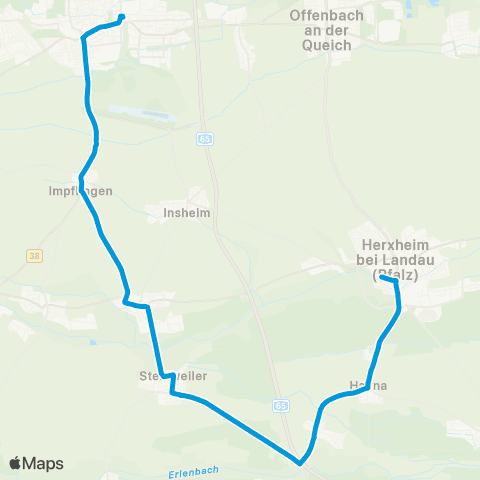 Verkehrsverbund Rhein-Neckar Heuchelheim - Billigheim-Ingenheim - Impflingen Rohrbach - Steinweiler - Herxheim map