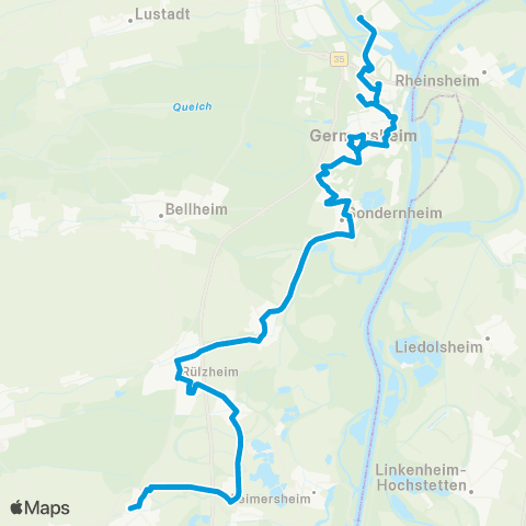 Verkehrsverbund Rhein-Neckar Rheinzabern - (Rülzheim - )  Neupotz - Kuhardt - Sondernheim - Germersheim map