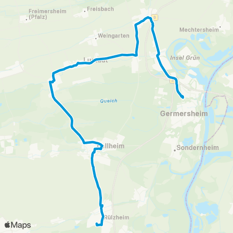 Verkehrsverbund Rhein-Neckar Freisbach / Schwegenheim / Lingenfeld / Lustadt / Zeiskam - Bellheim - Rülzheim map