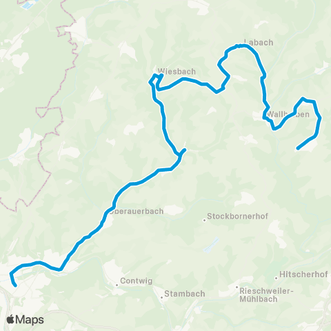 Verkehrsverbund Rhein-Neckar Zweibrücken - Winterbach - Schmitshausen - Wiesbach - Knopp - Wallhalben map