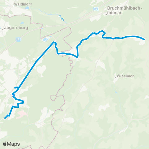 Verkehrsverbund Rhein-Neckar Homburg - Bruchhof - Bechhofen - Lambsborn - Martinshöhe map