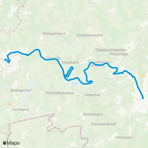 Verkehrsverbund Rhein-Neckar Pirmasens - Nünschweiler - Falkenbusch - Contwig - Zweibrücken map