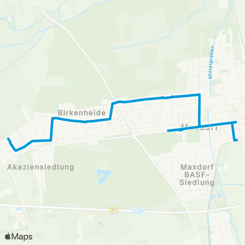 Verkehrsverbund Rhein-Neckar Maxdorf - Birkenheide map