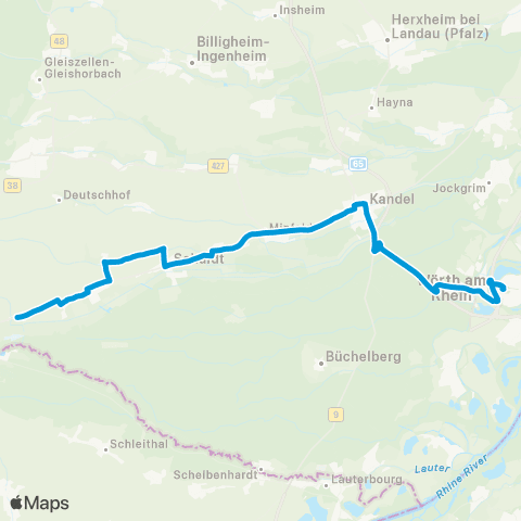 Verkehrsverbund Rhein-Neckar Bad Bergzabern - Dierbach - Niederotterbach - Kandel - (Wörth) map