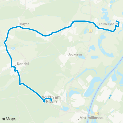 Verkehrsverbund Rhein-Neckar (Wörth) - Kandel - Hayna - Rheinzabern - (Leimersheim) map