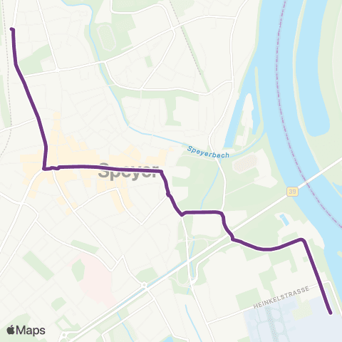 Verkehrsverbund Rhein-Neckar Speyer Flugzeugwerke - Domplatz - Postgraben - Hbf / ZOB map