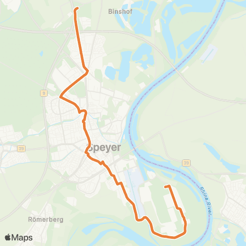 Verkehrsverbund Rhein-Neckar Speyer Nord - Nord / West - Hbf / ZOB - Postgraben - Industriegebiet Süd map
