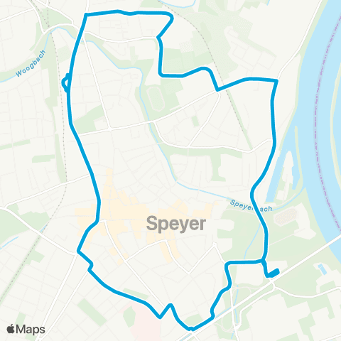 Verkehrsverbund Rhein-Neckar Speyer Hbf / ZOB - Altenheim - Speyer Ost - Speyer Süd - Postgraben - Hbf / ZOB map