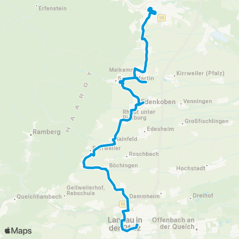 Verkehrsverbund Rhein-Neckar Neustadt - Edenkoben - Burrweiler - Landau map