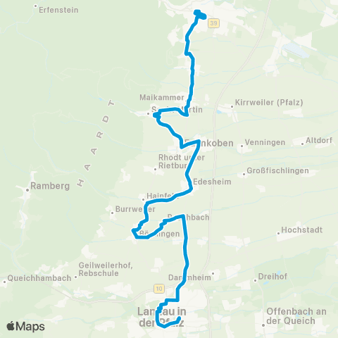 Verkehrsverbund Rhein-Neckar Neustadt - Edenkoben - Roschbach - Landau map
