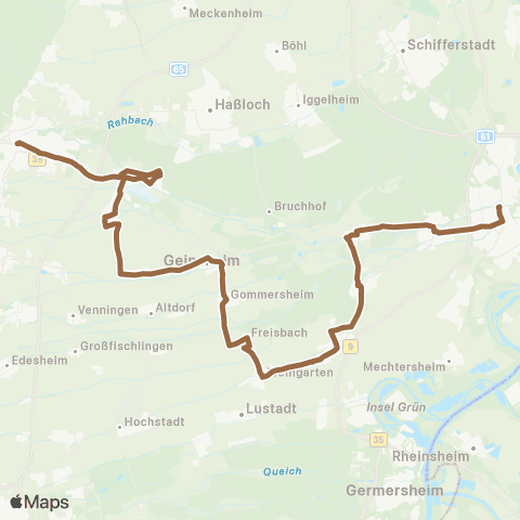 Verkehrsverbund Rhein-Neckar Neustadt - Geinsheim - Weingarten - Harthausen - Speyer map