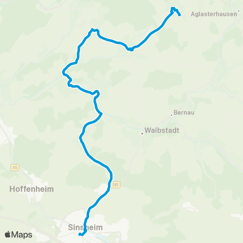 Verkehrsverbund Rhein-Neckar Sinsheim - Neidenstein - Eschelbronn - Spechbach - Reichartshausen map