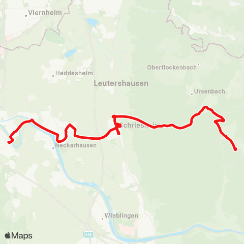 DB Regio Seckenheim - Ladenburg - Schriesheim - Altenbach - Wilhelmsfeld map