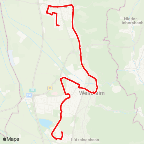 DB Regio Weinheim - Hemsbach - Sulzbach West map