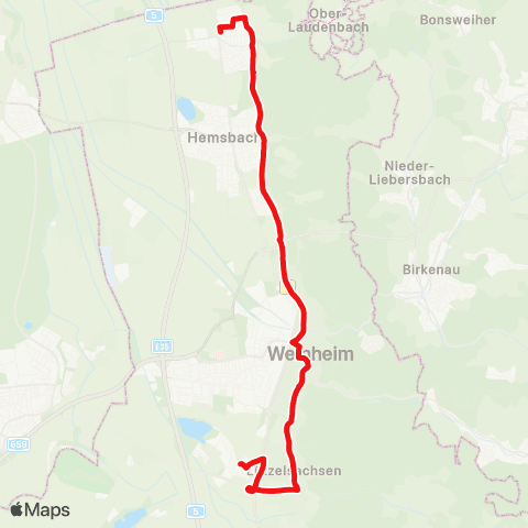 DB Regio Lützelsachsen - Hohensachsen - Weinheim - Laudenbach map