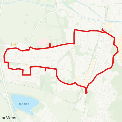 DB Regio Ringlinie: Hbf - Hermannshof - Weststadt - Krankenhaus GRN - Hbf map