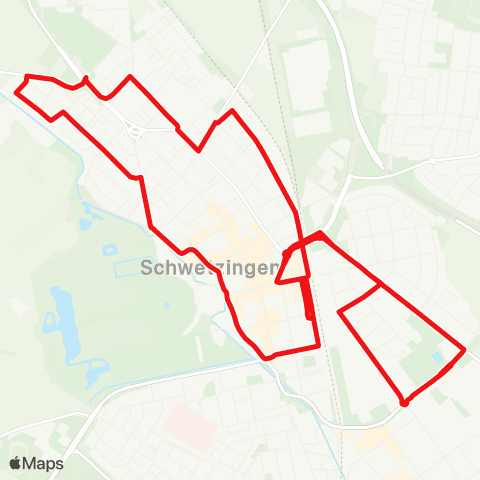 DB Regio Stadtbus Schwetzingen: Bahnhof - Nordstadt - Oststadt - Bahnhof map