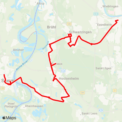 DB Regio Heidelberg - Schwetzingen - Ketsch - Hockenheim - Speyer map