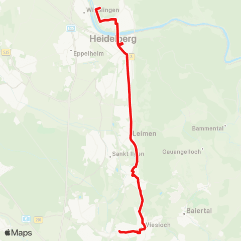 DB Regio Schnellbus Wiesloch - Nußloch - Heidelberg map