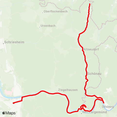 DB Regio Heidelberg - Neckargemünd - Neckarsteinach - Schönau - Heiligkreuzsteinach map