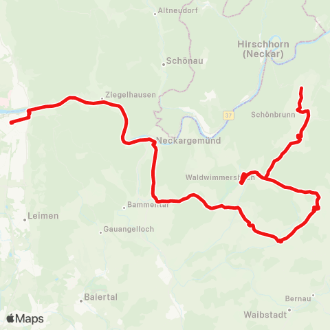 DB Regio Heidelberg - Neckargemünd - Waldwimmersbach - Schönbrunn map