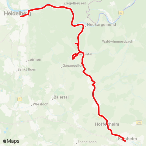 DB Regio Heidelberg - Neckargemünd - Waldhilsbach - Bammental - Sinsheim map