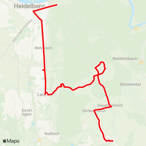 DB Regio Heidelberg - Leimen - Gaiberg - Schatthausen map