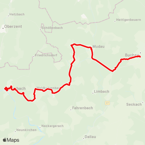 DB Regio Eberbach - Mudau - Buchen map