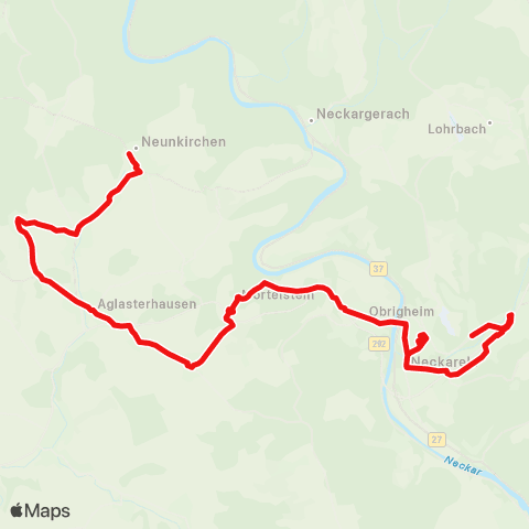DB Regio Mosbach - Aglasterhausen - Neunkirchen - Eberbach map
