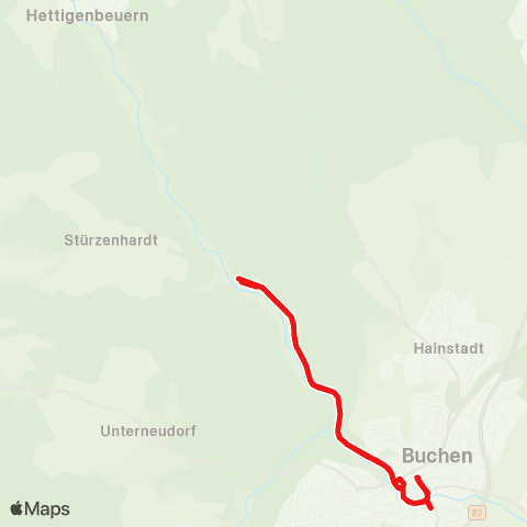 DB Regio Buchen - Hettigenbeuern - Stürzenhardt - Buchen map