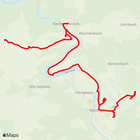 DB Regio Neunkirchen - Neckargerach - Binau - Neckarelz - Mosbach map