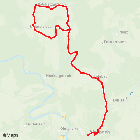 DB Regio Mosbach - Lohrbach - Strümpfelbrunn Oberdielbach - Weisbach map