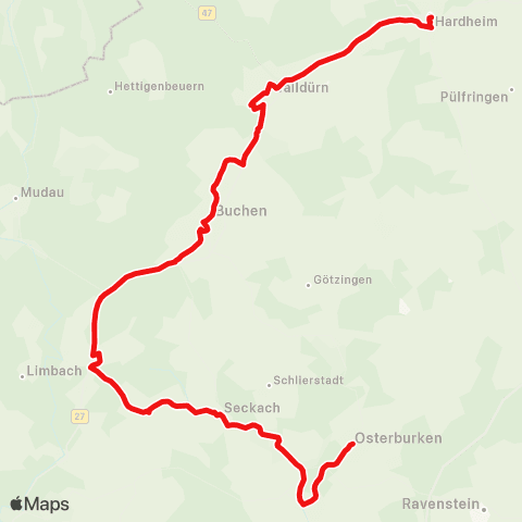 DB Regio Seckach - Buchen - Walldürn map