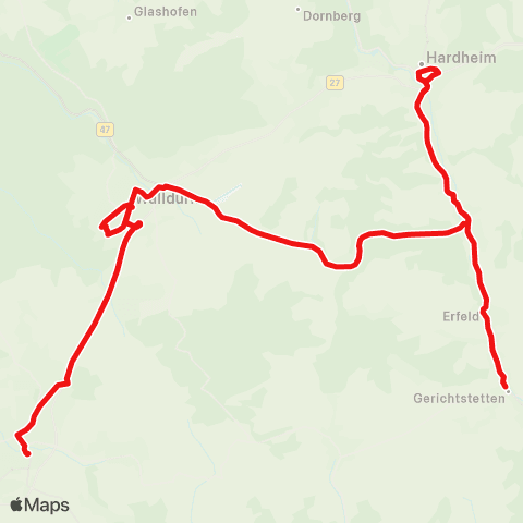 DB Regio Buchen - Walldürn - Höpfingen - Hardheim - Gerichtstetten map