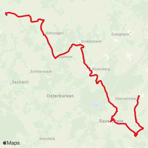 DB Regio Buchen - Rosenberg - Osterburken - Krautheim map